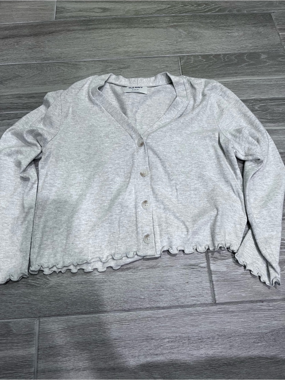 Old Navy Light Heather Gray Cropped V-Neck Cardigan